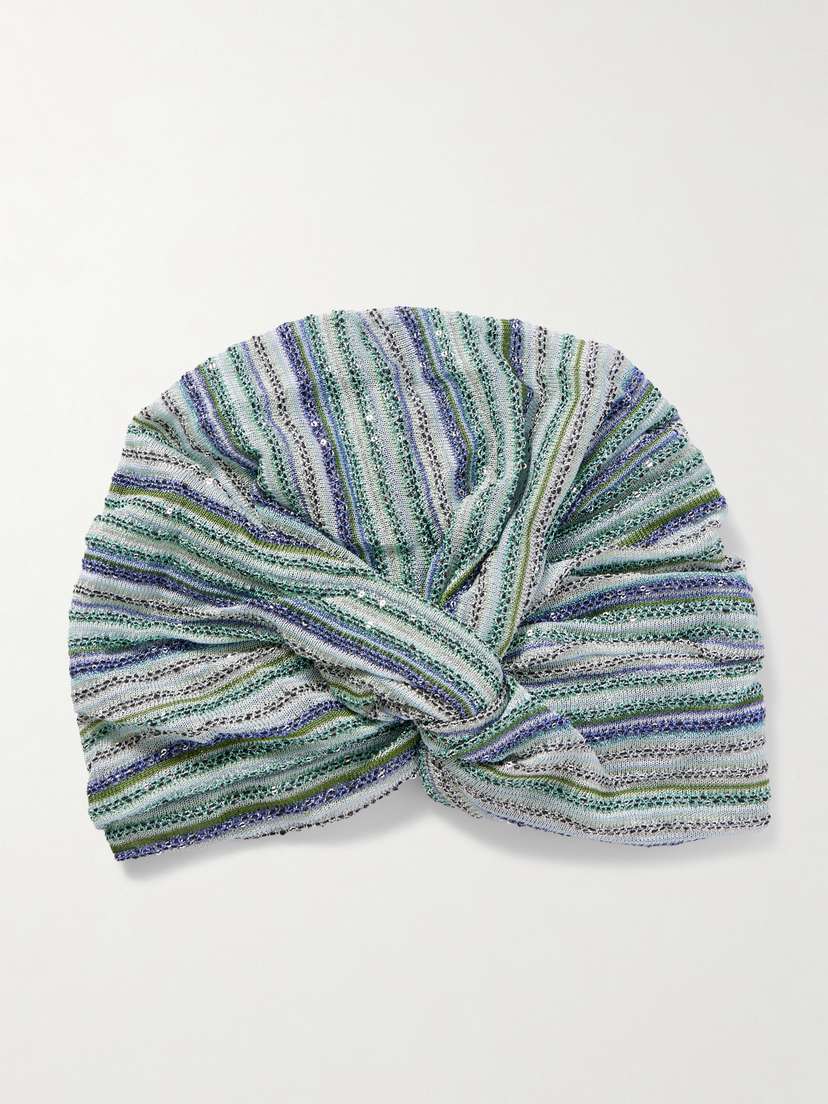 Missoni Sequin-embellished Metallic Crochet-knit Turban