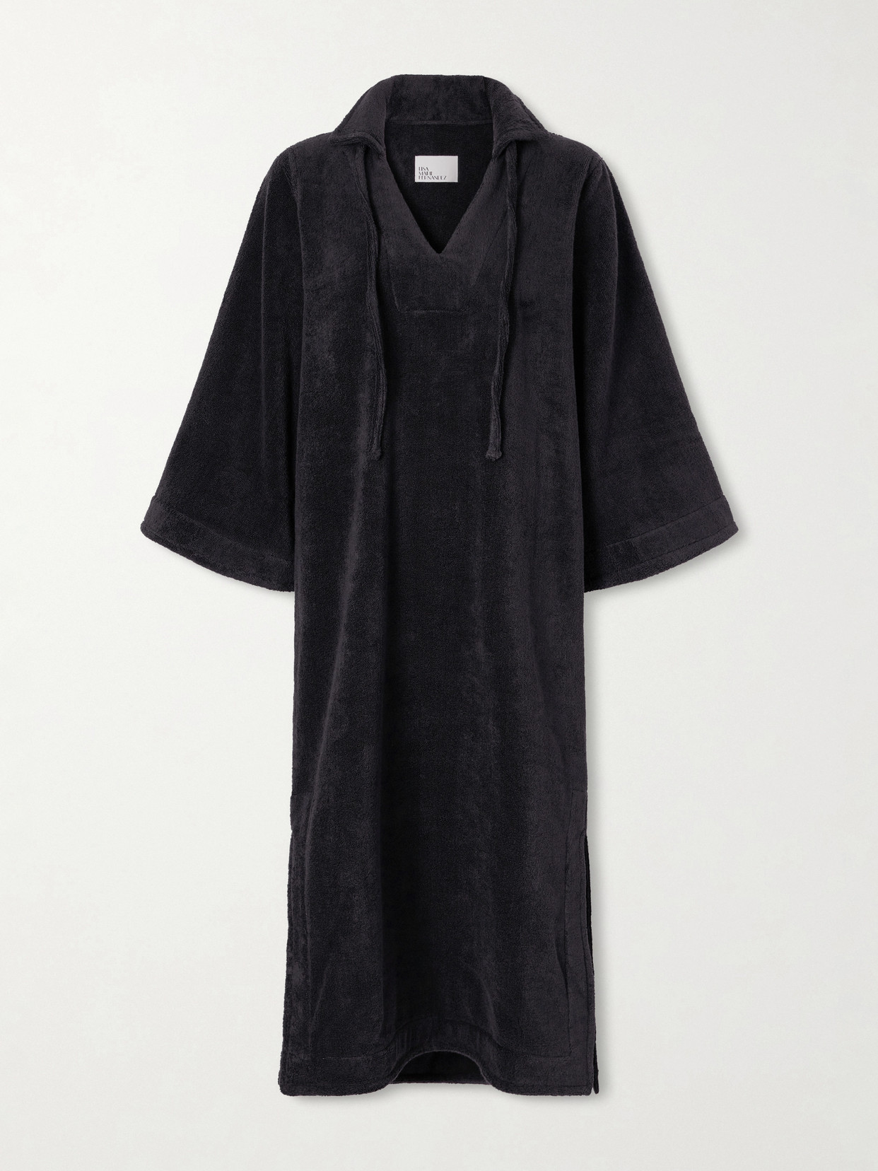 Lisa Marie Fernandez Cotton-terry Kaftan In Black