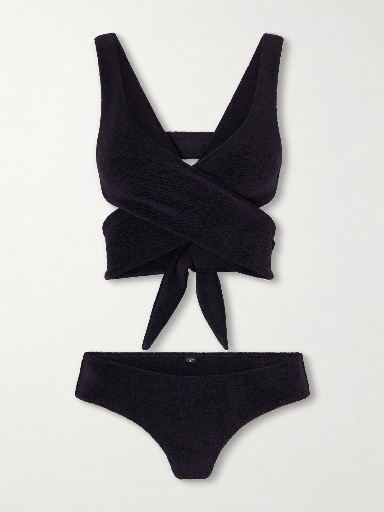 Lisa Marie Fernandez Marie-louise Cotton-blend Terry Bikini In Black