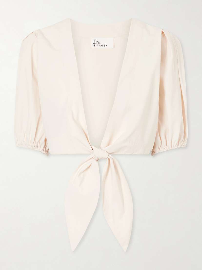 Lisa Marie Fernandez Pouf Cropped Cotton-poplin Wrap Top