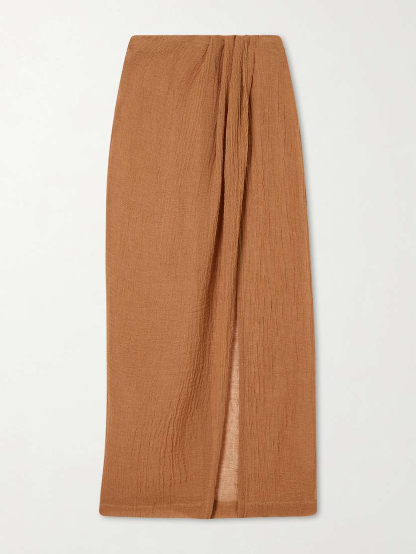 Lisa Marie Fernandez Pleated Crinkled Linen-blend Gauze Pareo
