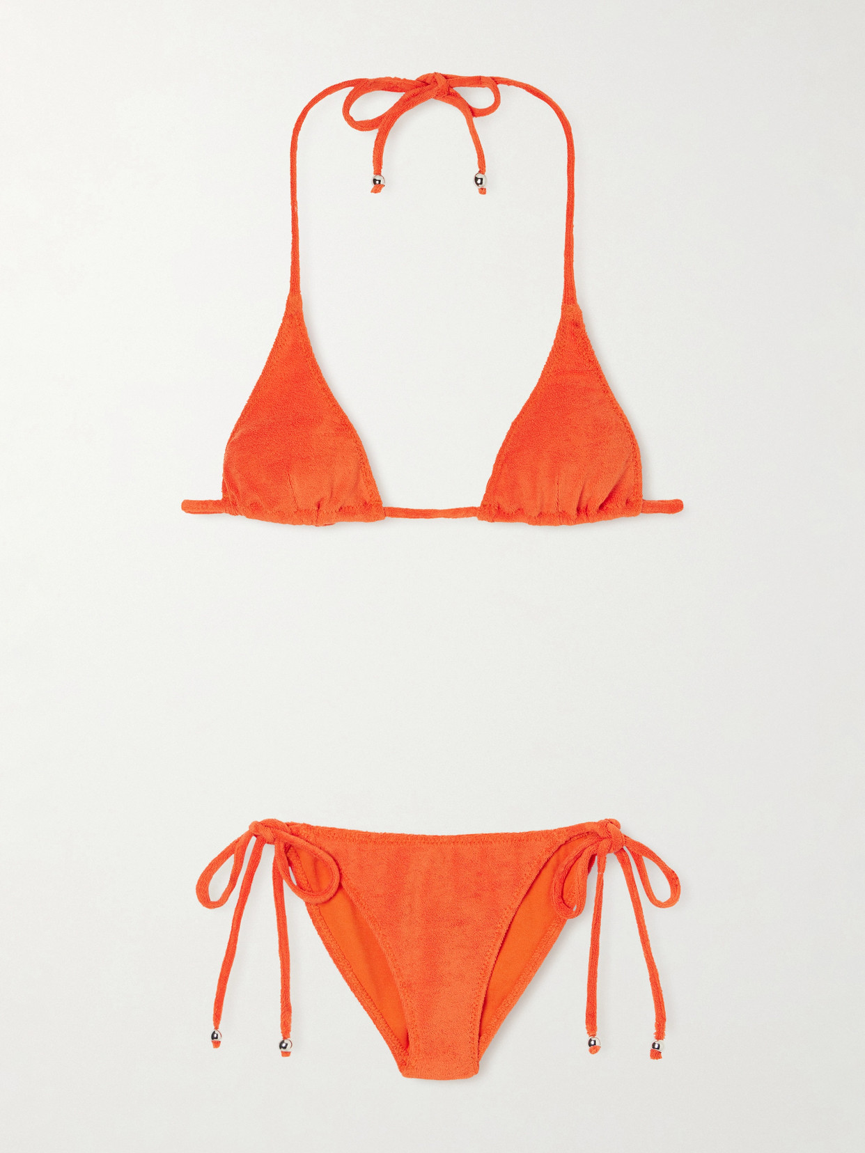 Lisa Marie Fernandez Pamela Embellished Terry Triangle Bikini In Orange