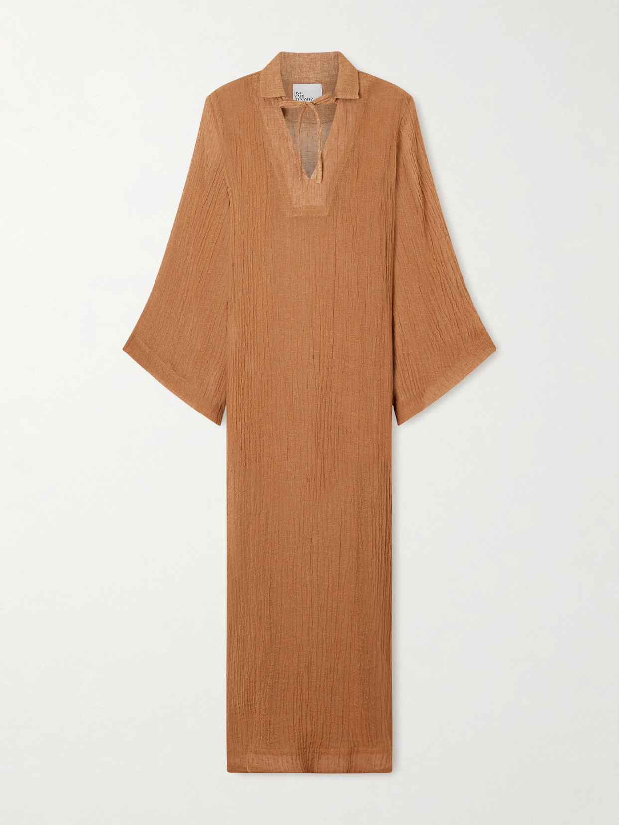 Lisa Marie Fernandez Crinkled Linen-blend Gauze Kaftan In Orange
