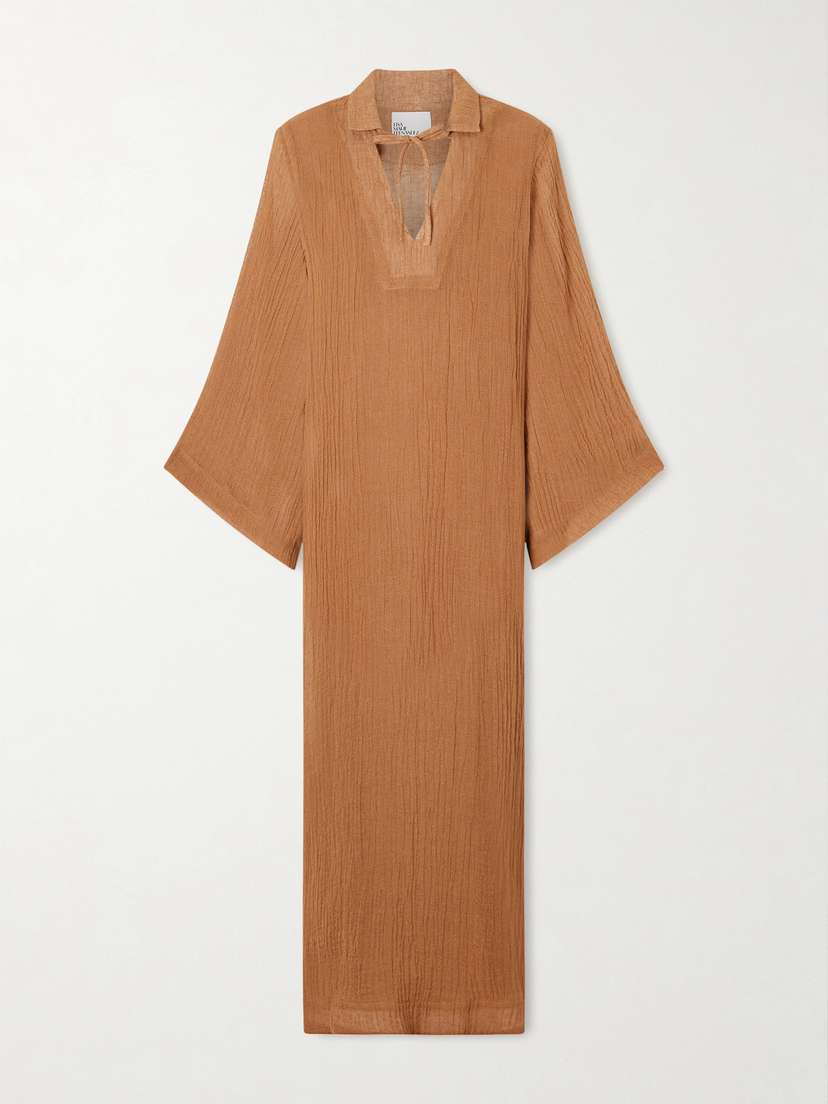 Lisa Marie Fernandez Crinkled Linen-blend Gauze Kaftan