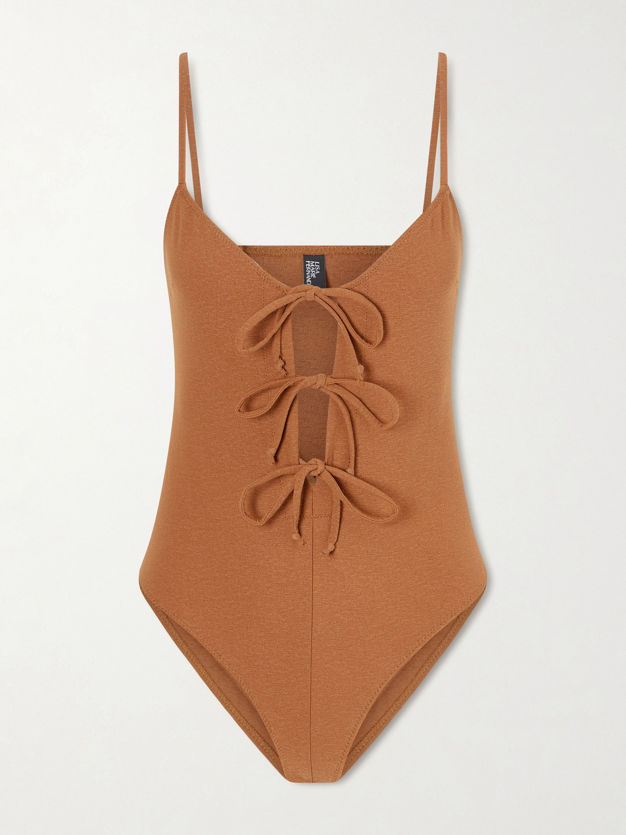 Lisa Marie Fernandez Tie-front Cutout Swimsuit In Brown