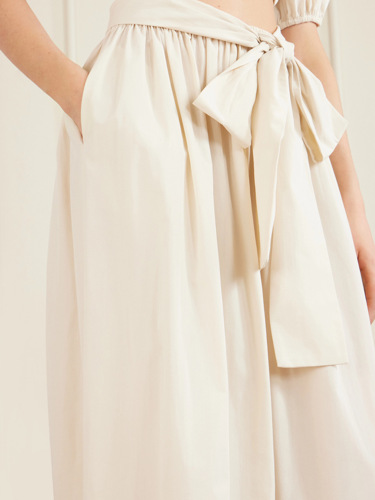 Nicole Tie-Detailed Asymmetric Pleated Tiered Cotton-Poplin Maxi