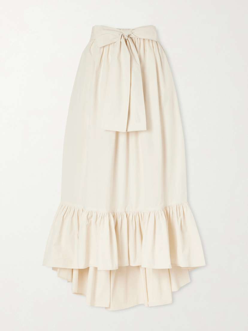 Lisa Marie Fernandez Nicole Tie-detailed Asymmetric Pleated Tiered Cotton-poplin Maxi Skirt