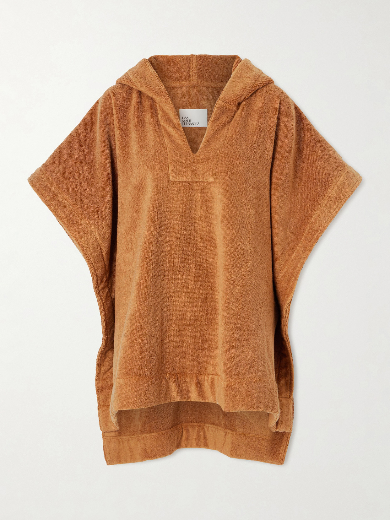 Lisa Marie Fernandez Hooded Cotton-terry Poncho In Brown
