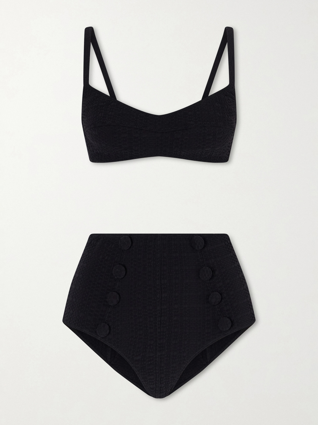 Lisa Marie Fernandez Seersucker Bikini In Black
