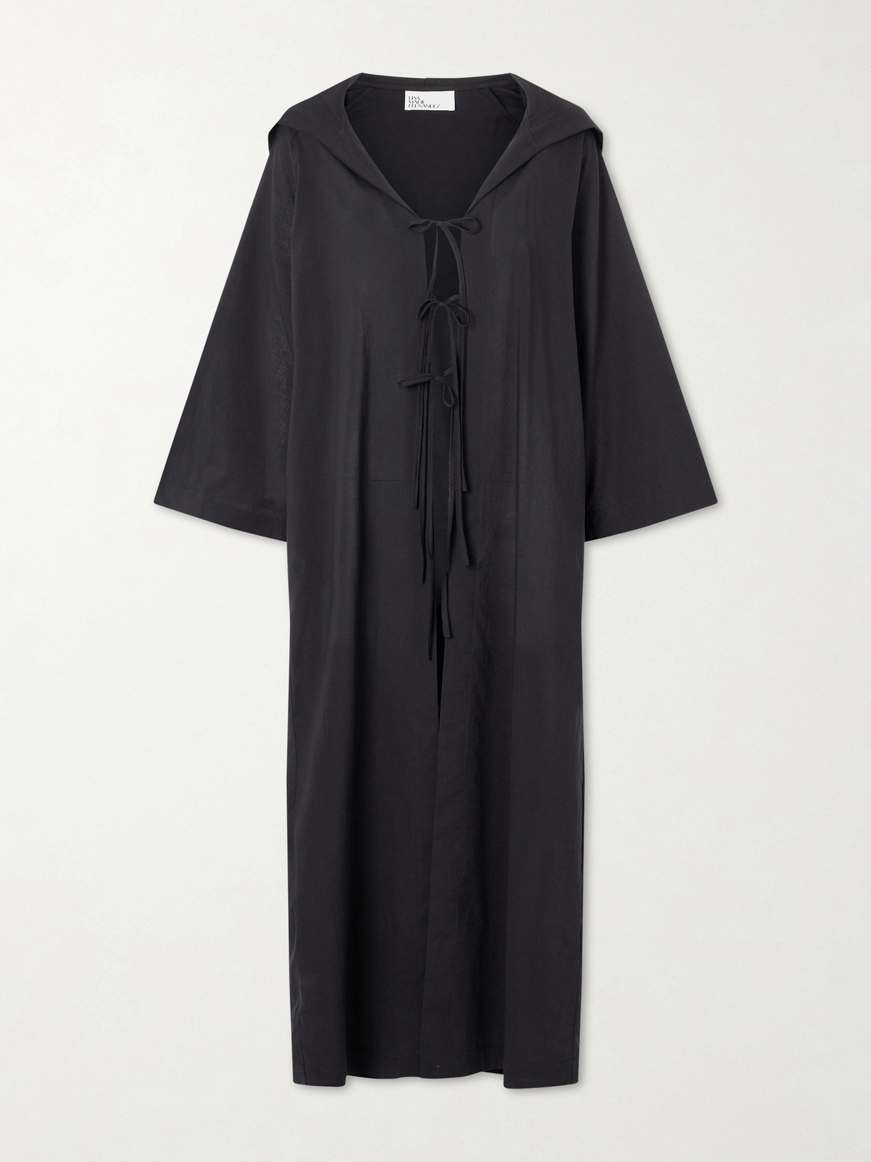Lisa Marie Fernandez Hooded Cotton-voile Kaftan In Black