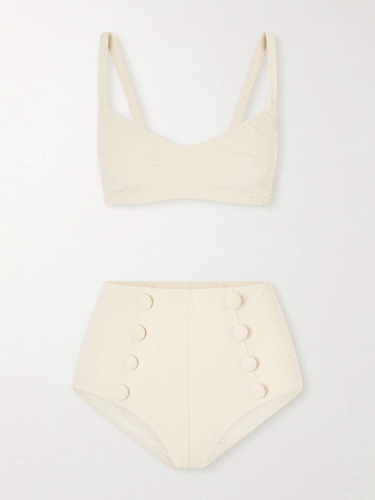 Lisa Marie Fernandez Seersucker Bikini In Neutral
