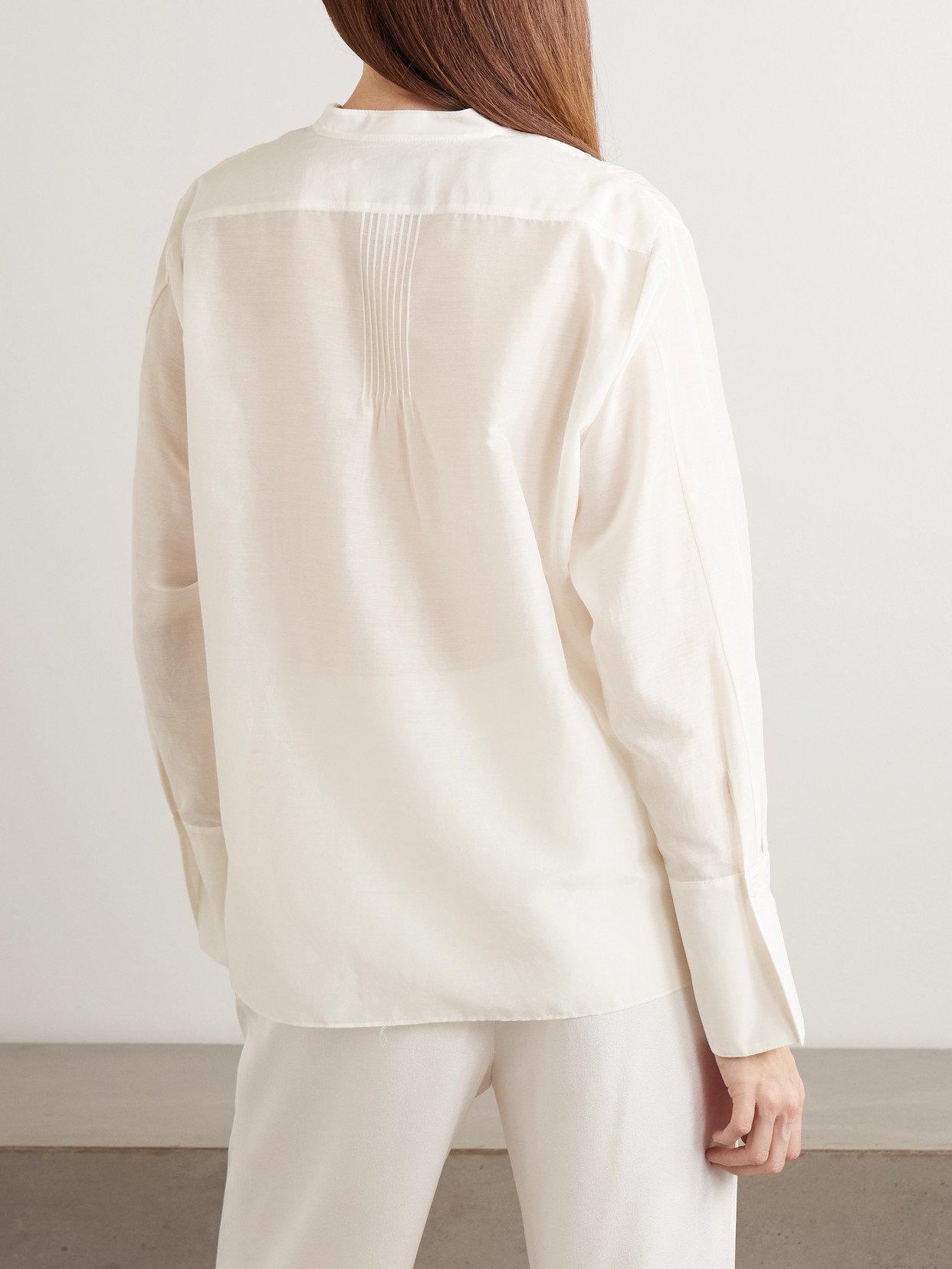 The Night Before Pintucked Cotton And Silk-Blend Voile Shirt