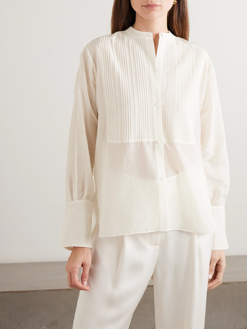 TWP The Night Before pintucked cotton and silk-blend voile shirt