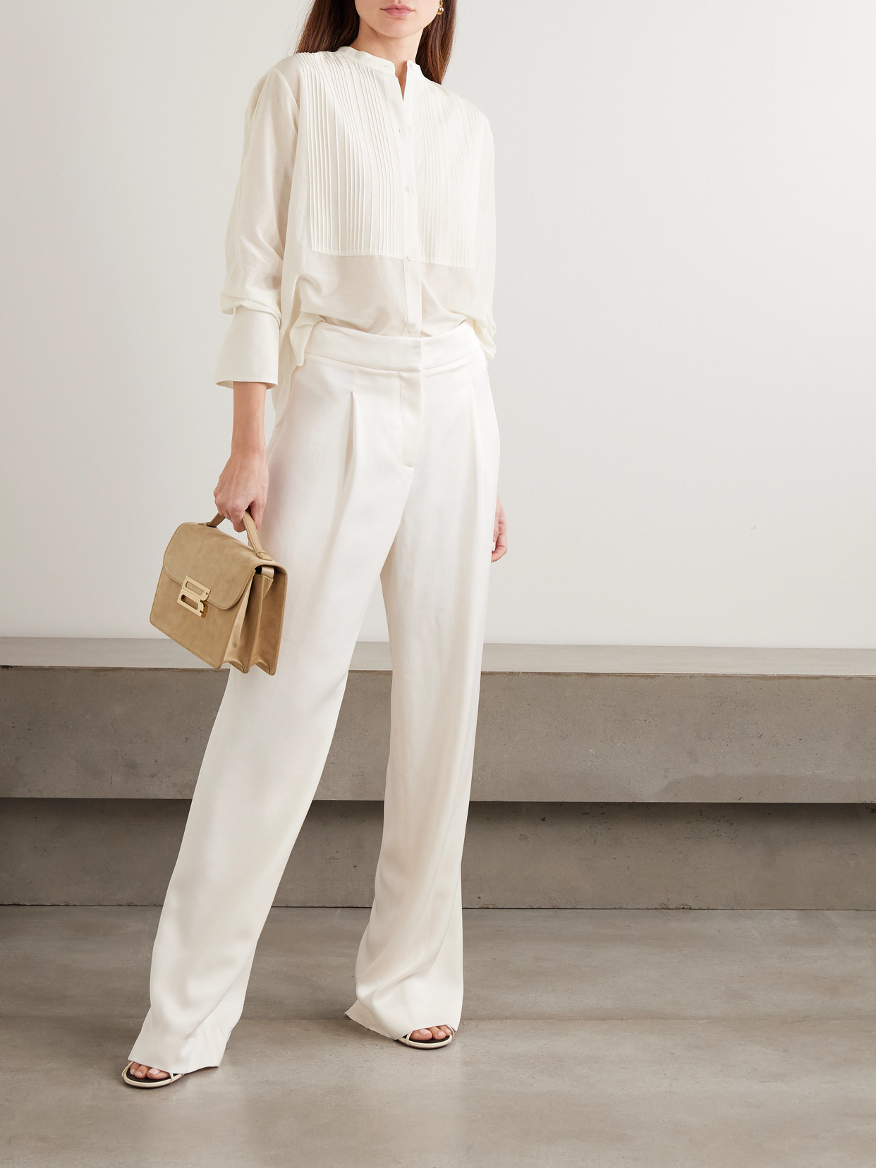 The Night Before Pintucked Cotton And Silk-Blend Voile Shirt