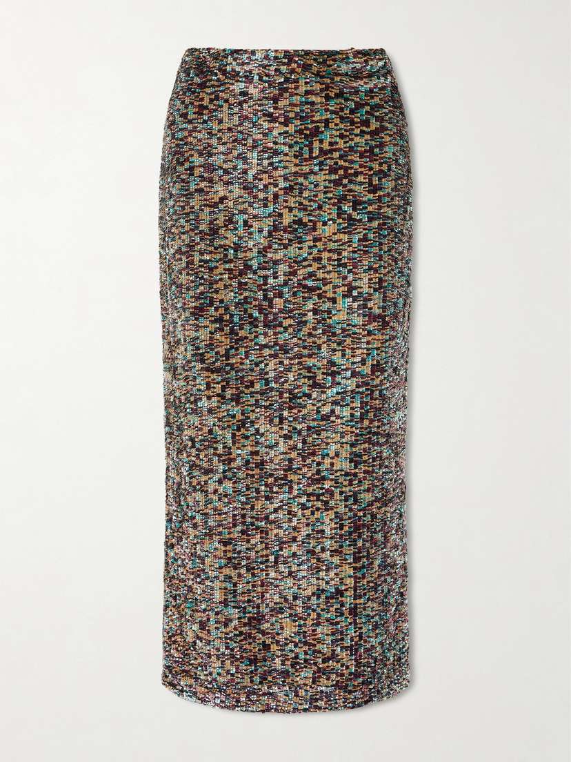 TWP Sylkie Sequined Crepe De Chine Maxi Skirt