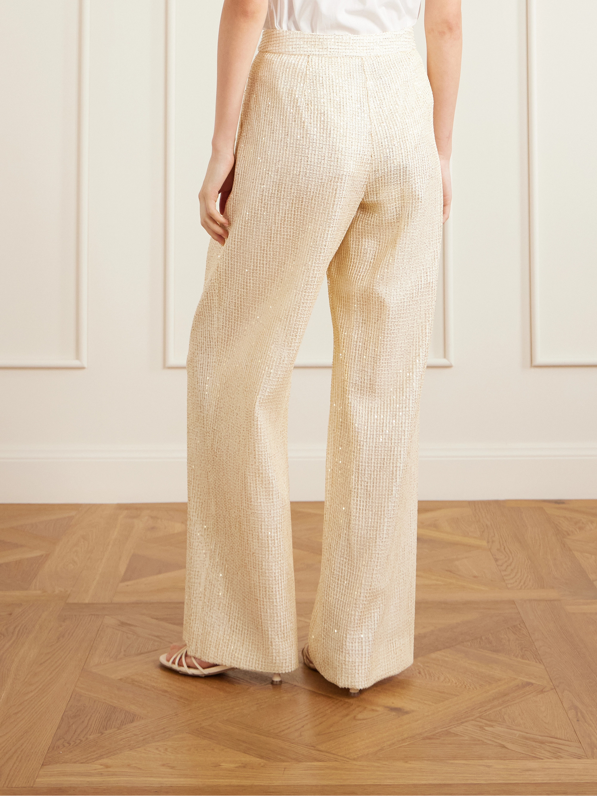 TWP Sequined fishnet wide-leg pants