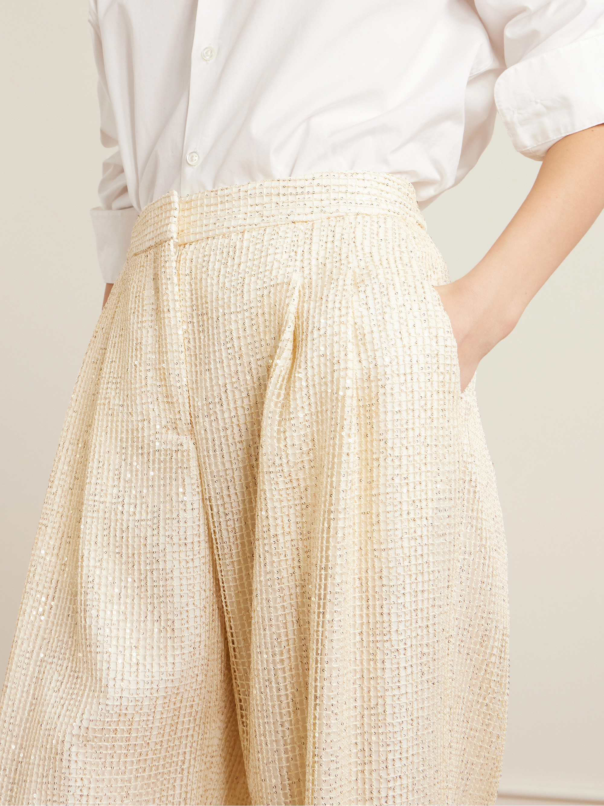TWP Sequined fishnet wide-leg pants