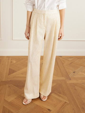 TWP Sequined fishnet wide-leg pants