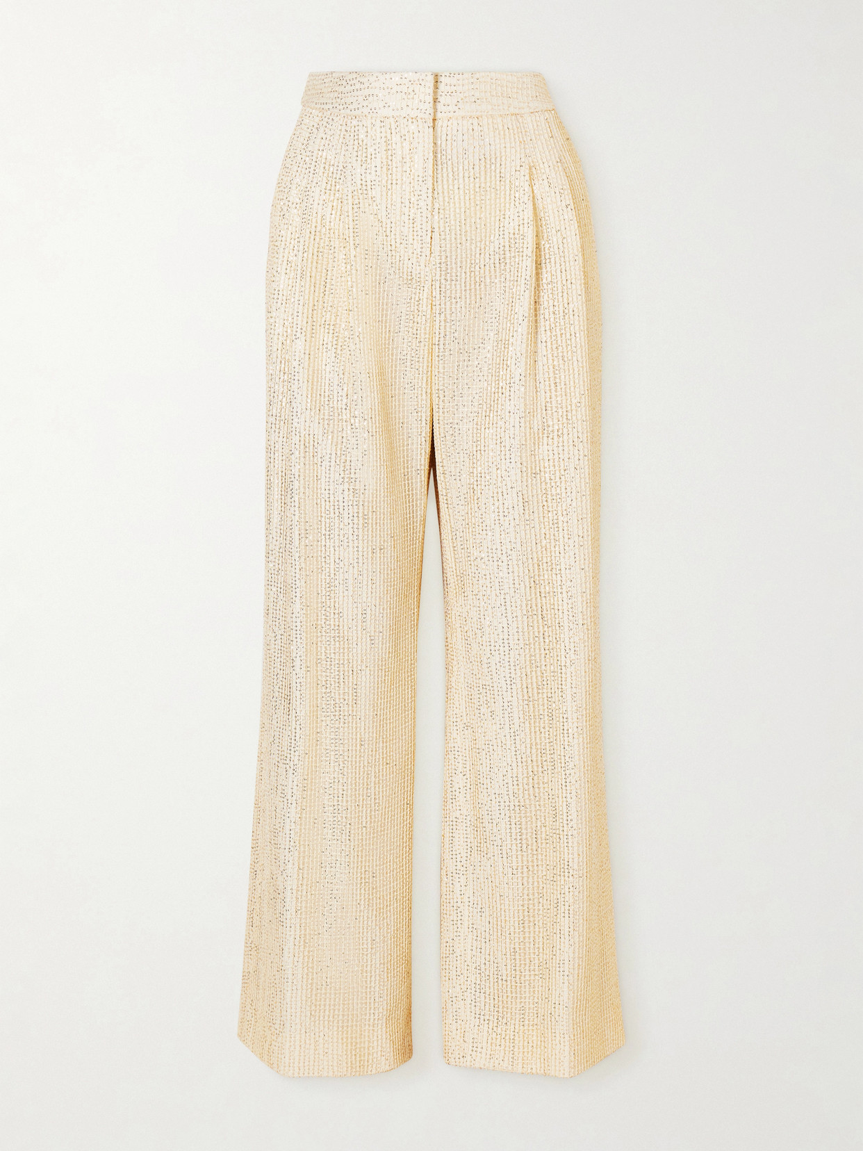 Twp Sequined Fishnet Wide-leg Pants In Neutral