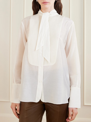 TWP The Quiet Type pussy-bow cotton and silk-blend shirt