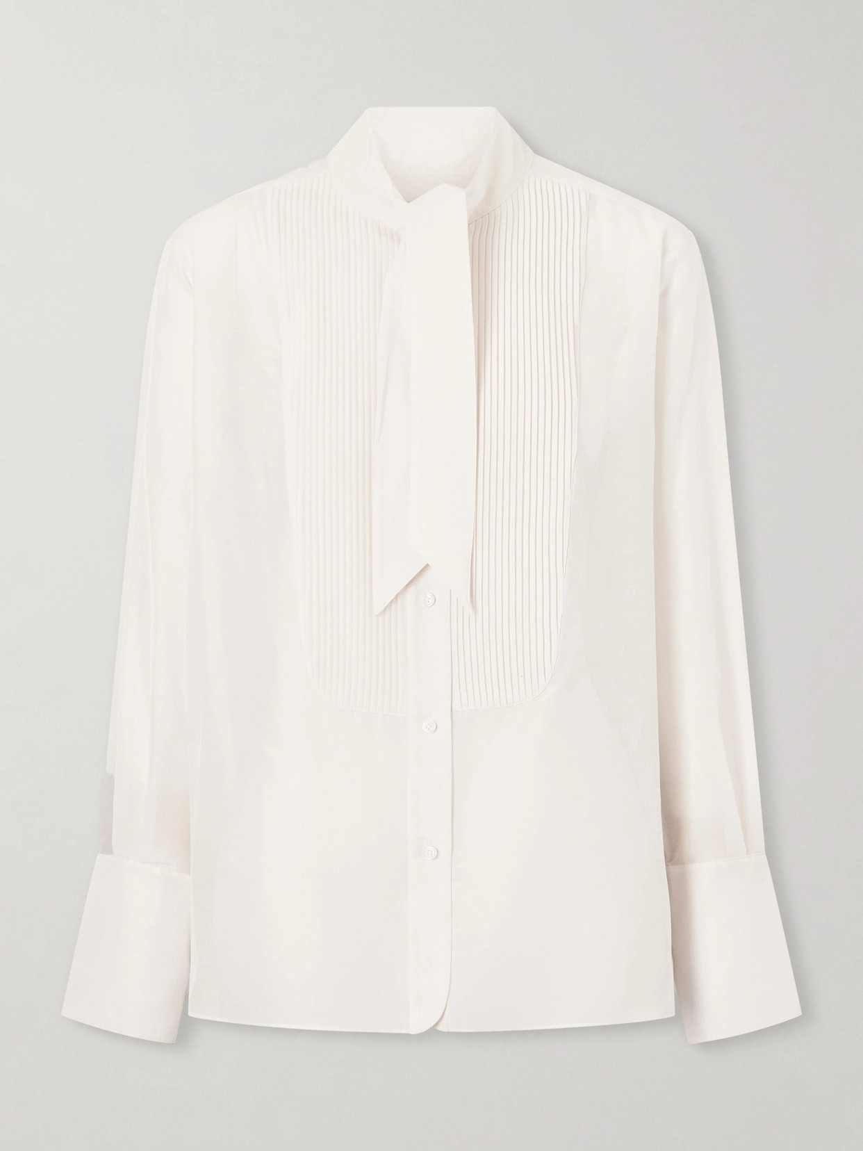 Twp The Quiet Type Pussy-bow Cotton And Silk-blend Shirt In White