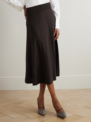 TWP Willow paneled ribbed wool-blend midi skirt