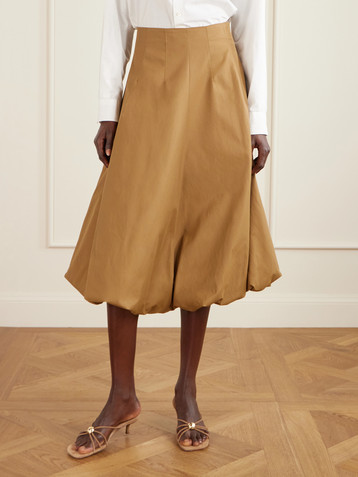 TWP Full Intentions gathered cotton-blend canvas midi skirt