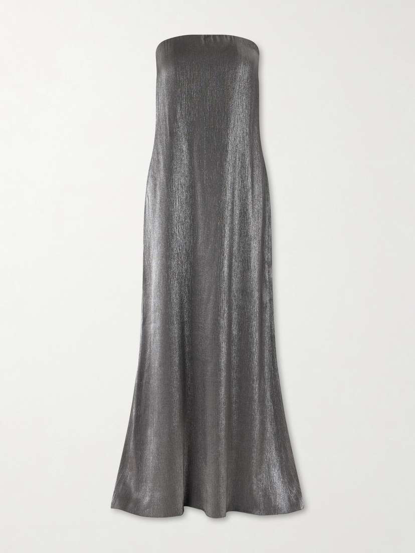 TWP Strapless Metallic Crepon Gown