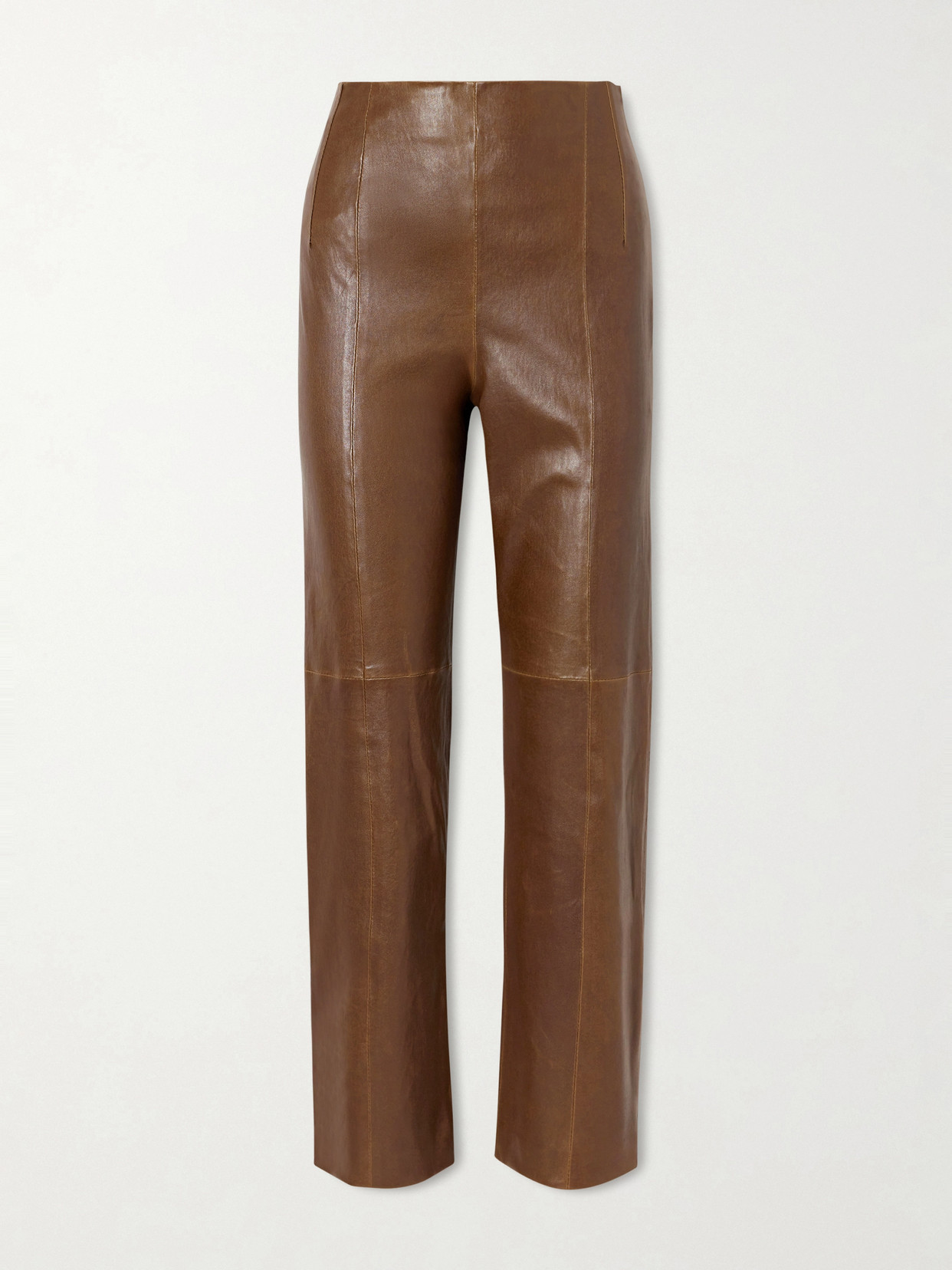 Twp Logan Paneled Leather Slim-leg Pants In Brown