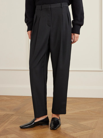 TWP Cornelia St. satin-trimmed wool tapered pants