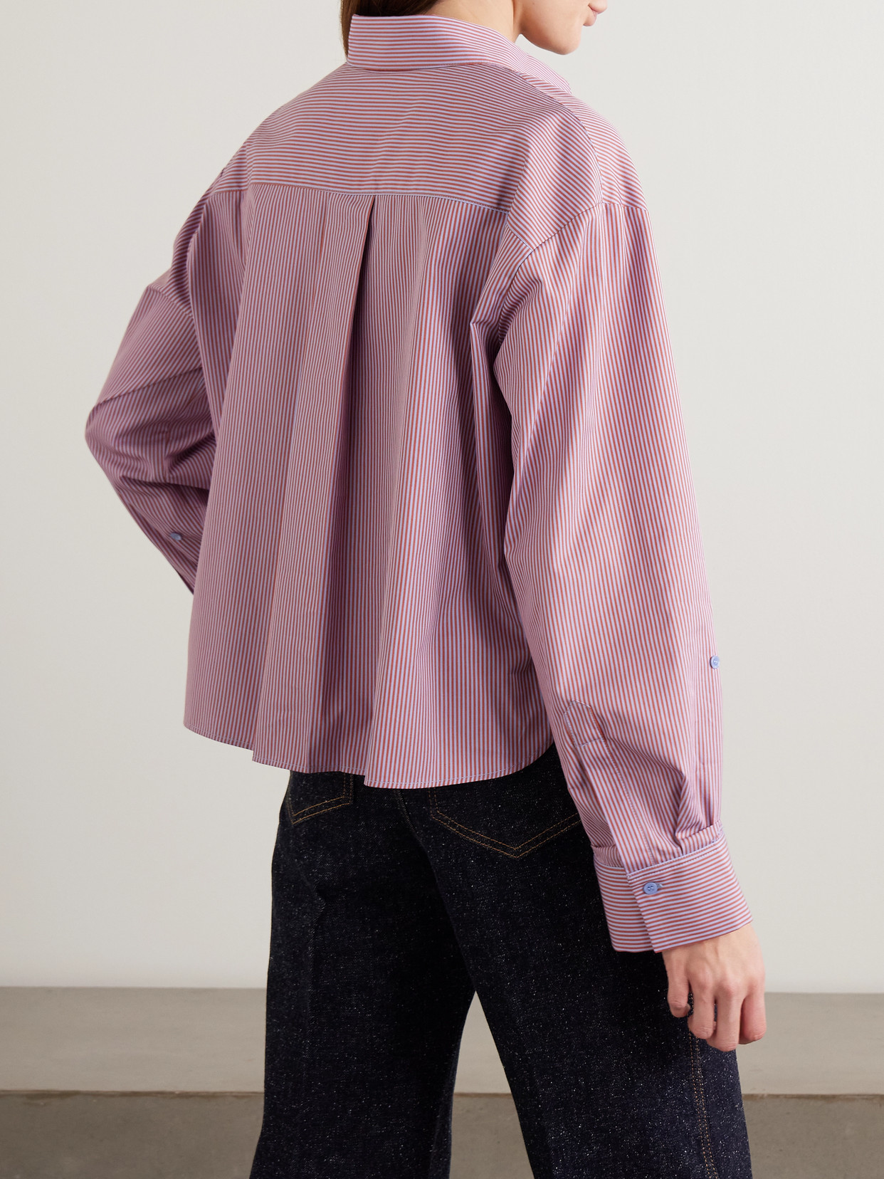 J. D. Cropped Striped Cotton-Poplin Shirt