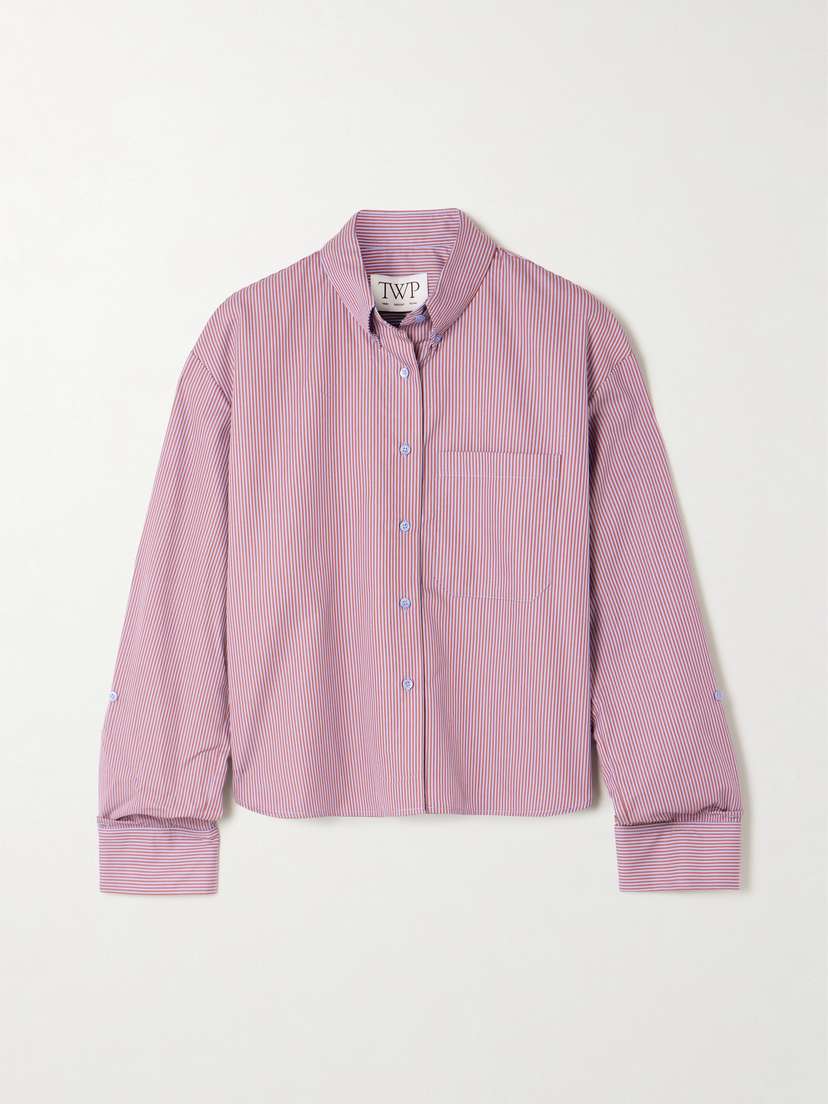 TWP J.d. Cropped Striped Cotton-poplin Shirt