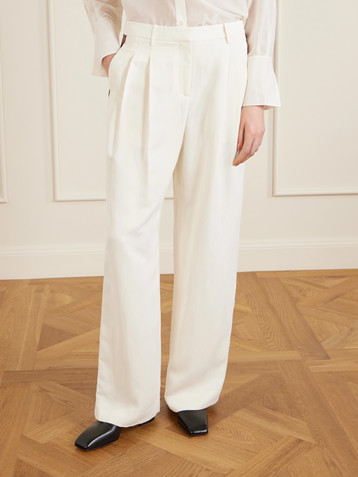 TWP Sulli pleated striped coated woven wide-leg pants