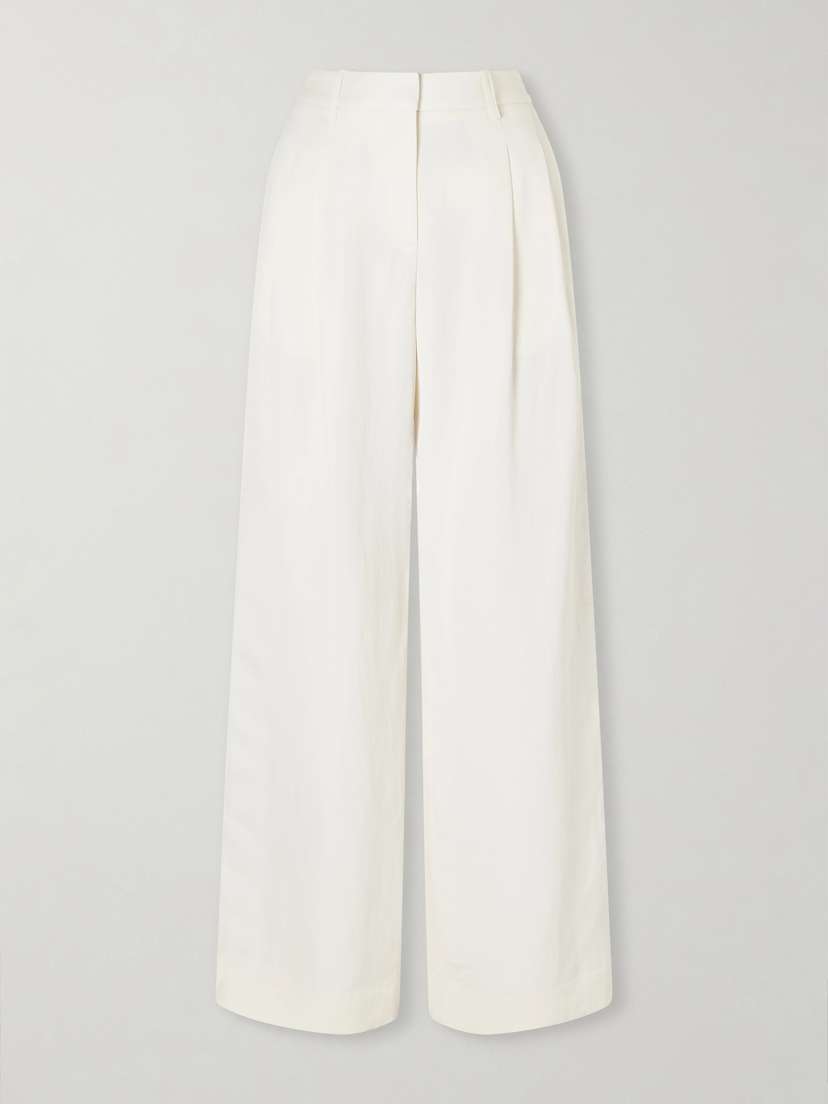 TWP Sulli Pleated Striped Coated Woven Wide-leg Pants