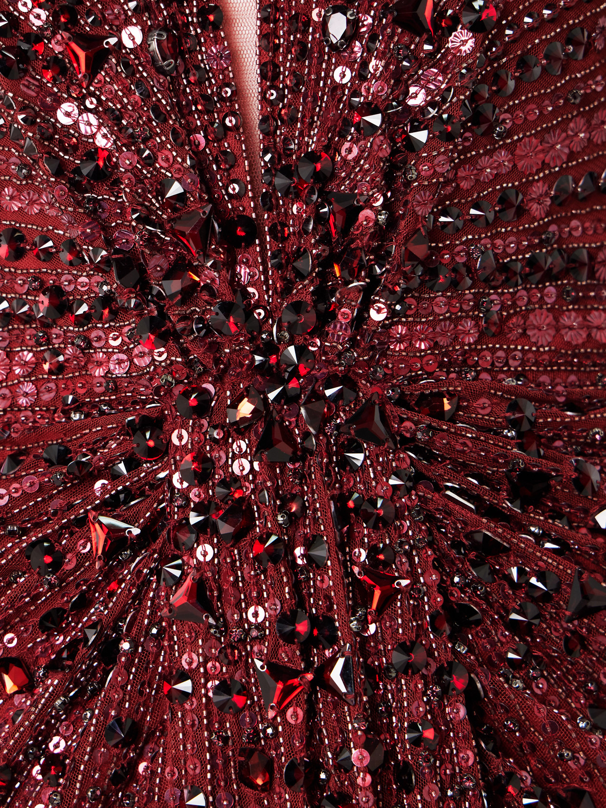 Jenny Packham Nina Gathered Embellished Tulle Gown In Burgundy