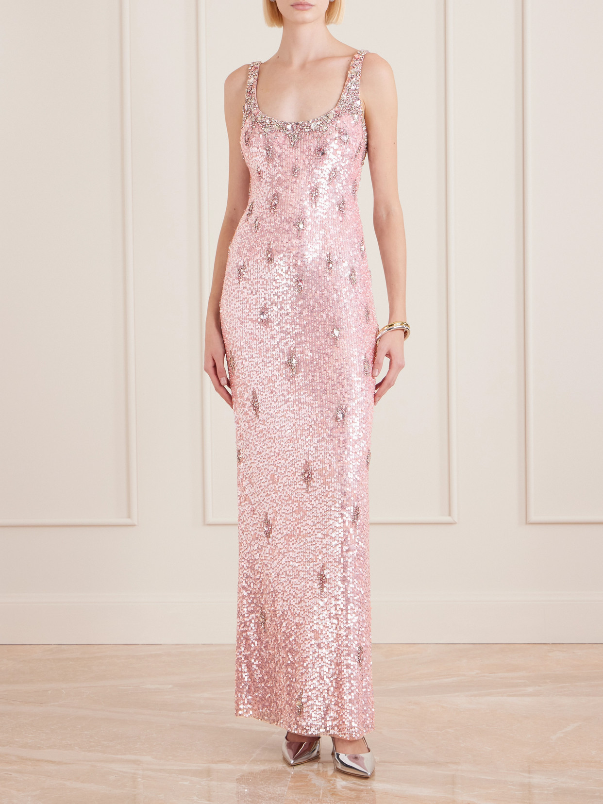 Jenny Packham Eza Embellished Mesh Gown In Pink
