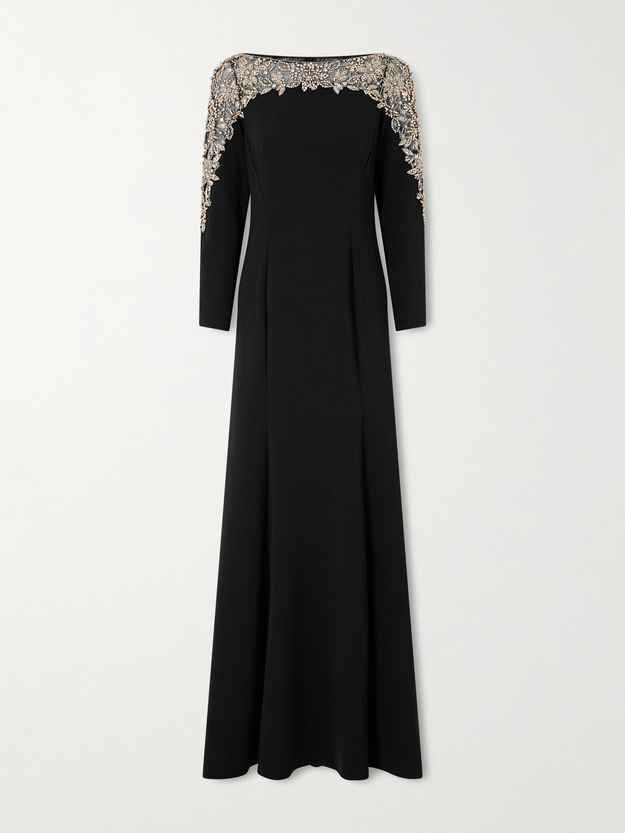 Jenny Packham Embellished Jersey Gown In Black