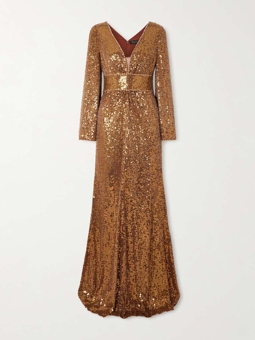 Jenny Packham June Embellished Sequined Mesh Gown