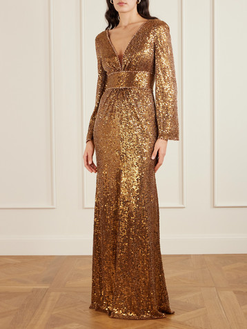 Jenny Packham June embellished sequined mesh gown