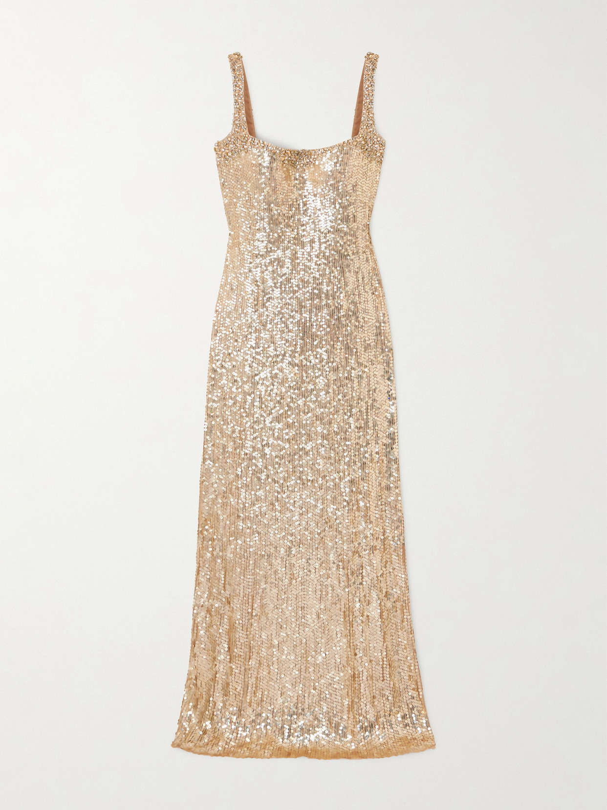 Jenny Packham Lettie Crystal-embellished Sequined Tulle Gown In Gold
