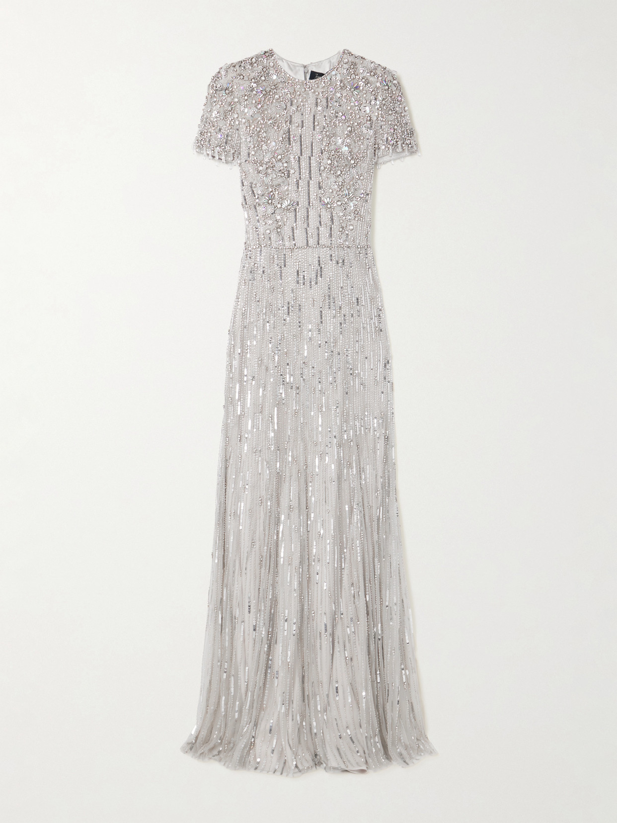 Jenny Packham Eliza Embellished Tulle Gown In Silver