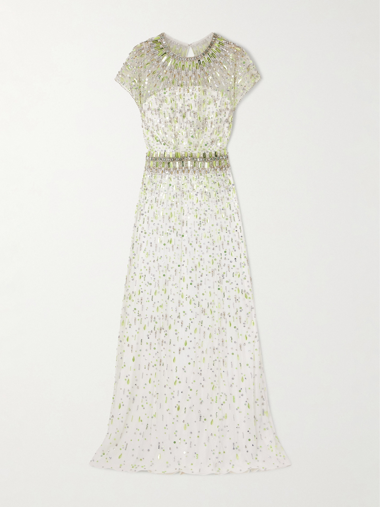 Jenny Packham Lauretta Embellished Organza Gown In Green