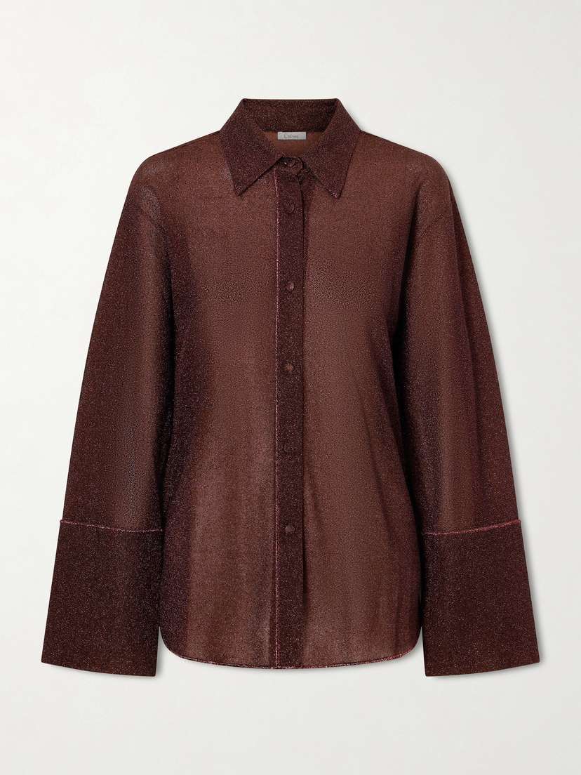Oséree Lumière Metallic Stretch-knit Shirt