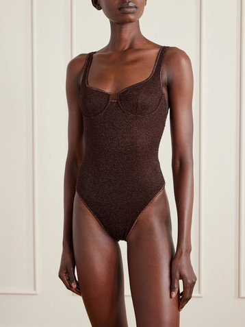 Oséree Lumière stretch-Lurex swimsuit