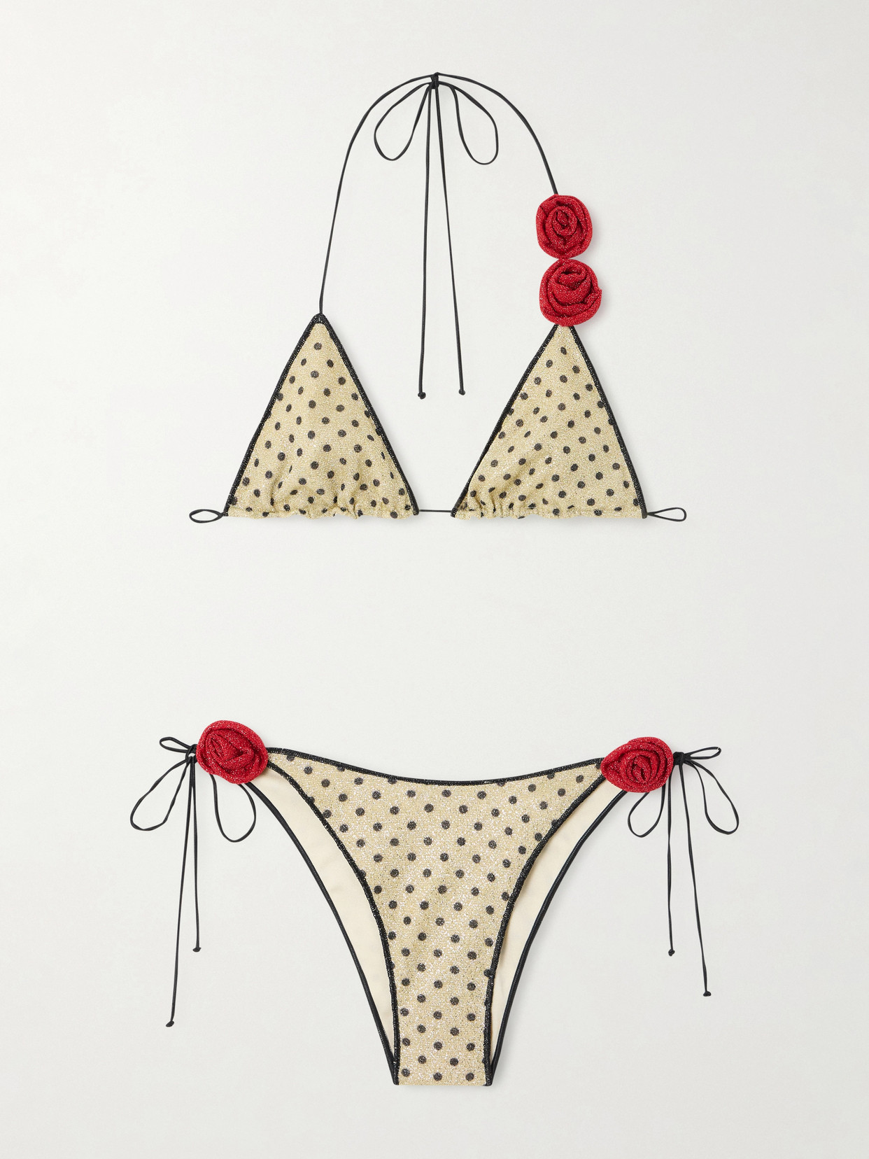 Oseree Lumière Appliquéd Polka-dot Lurex Bikini In Multi