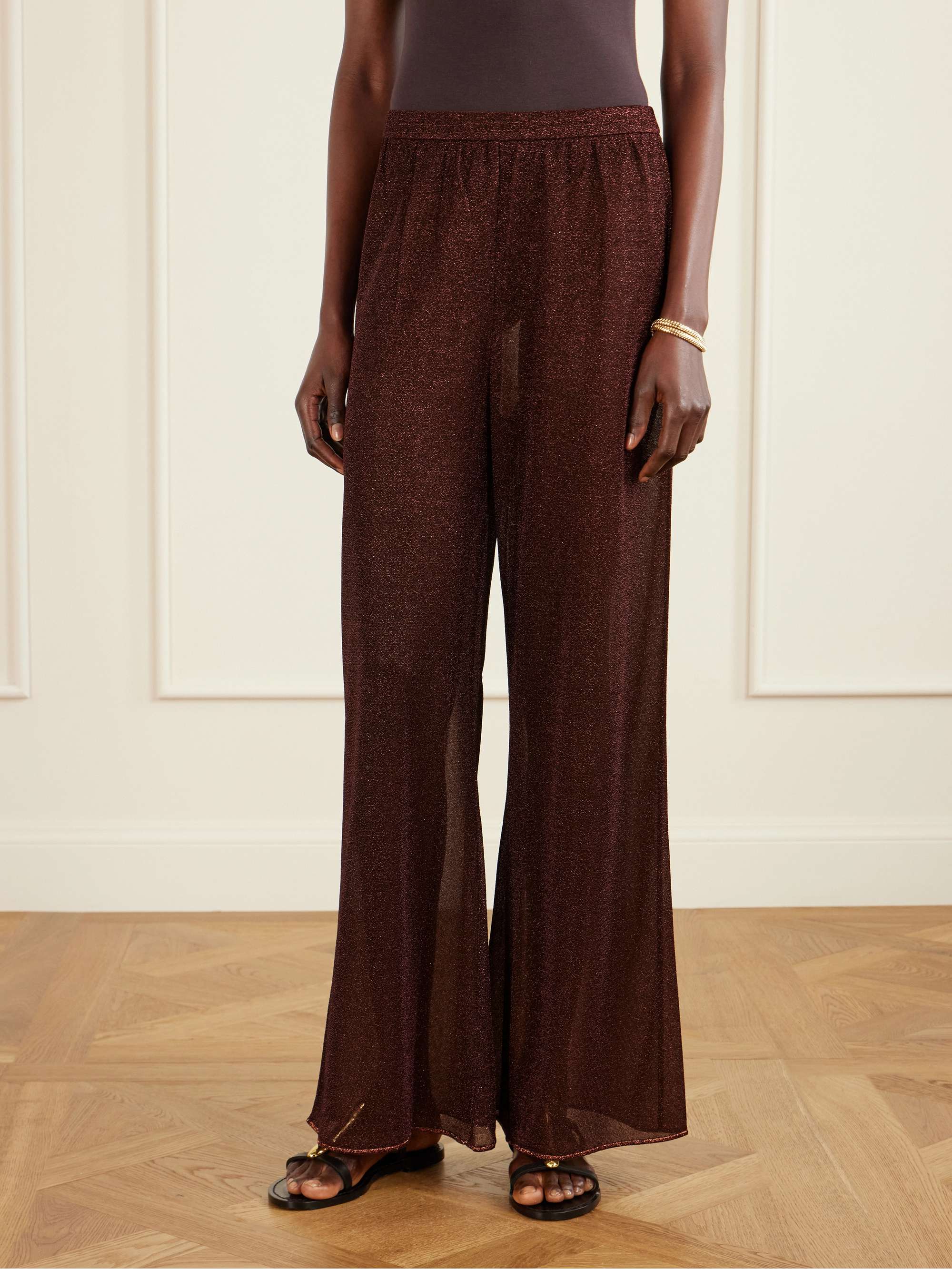 OSÉREE Stretch-Lurex wide-leg pants