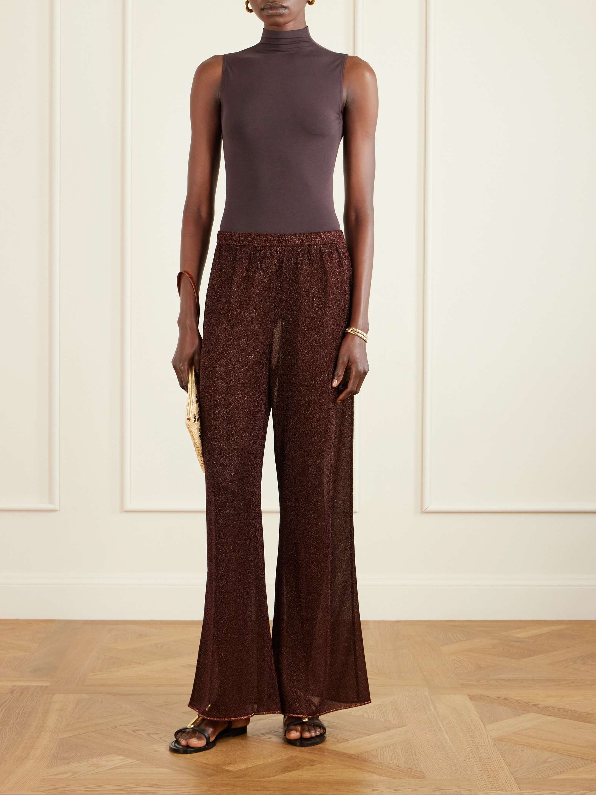OSÉREE Stretch-Lurex wide-leg pants