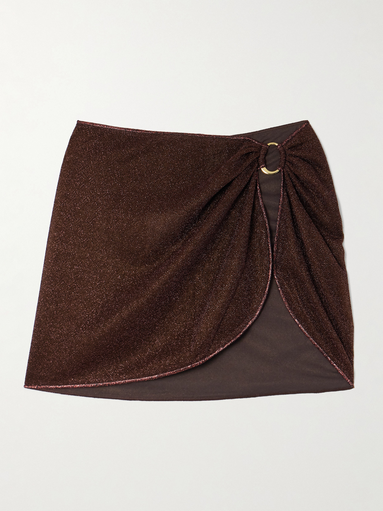 Oseree Lumière Embellished Metallic Stretch-knit Pareo In Brown