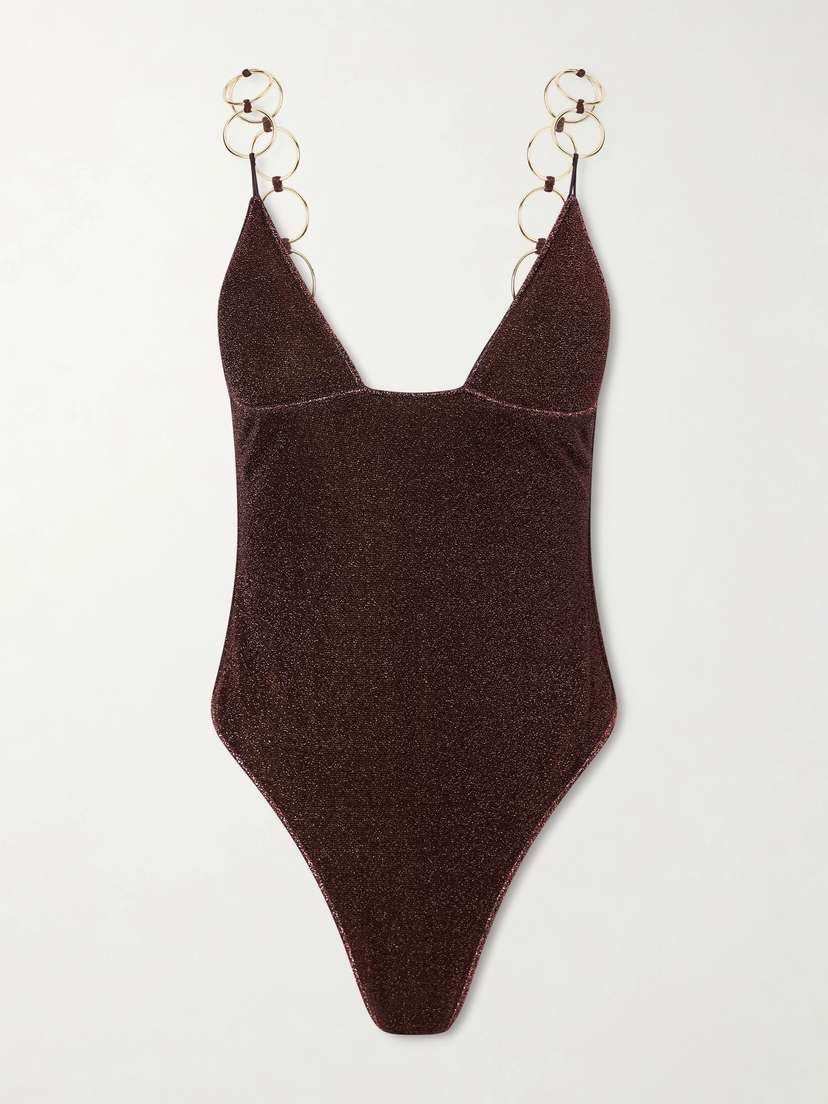 Oséree Lumière Embellished Metallic Swimsuit