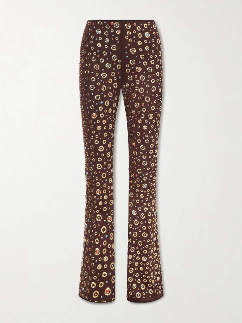 Oséree Studded Stretch-jersey Flared Pants
